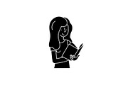 Book reading black icon, vector sign