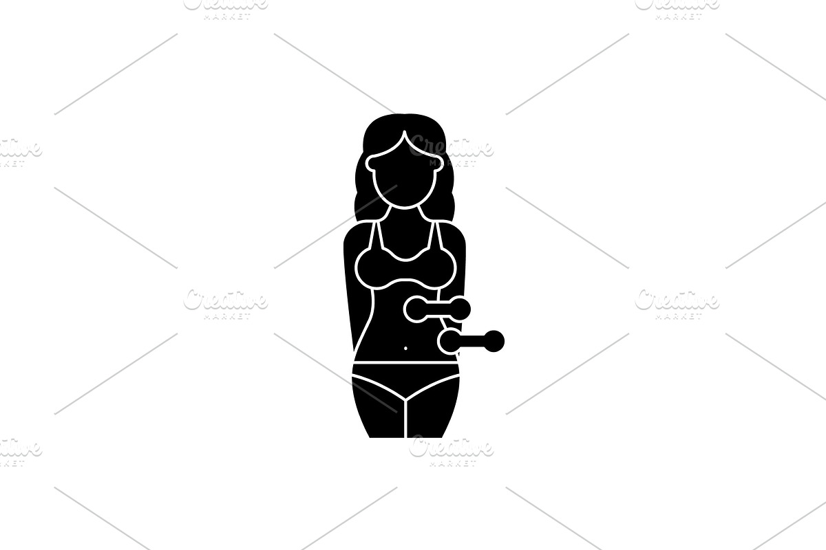 Female fitness black icon, vector in Illustrations - product preview 8