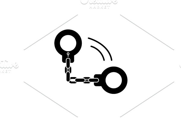 Handcuffs black icon, vector sign on
