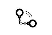 Handcuffs black icon, vector sign on