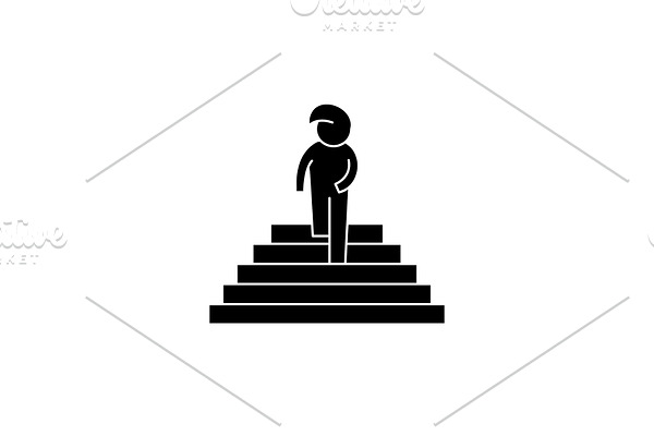 Yearning black icon, vector sign on