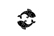 Pisces zodiac sign black icon