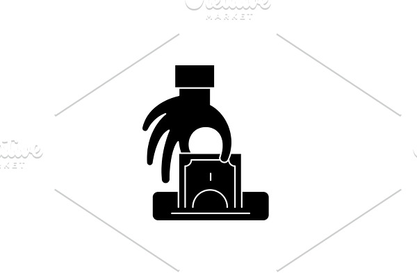 Theft black icon, vector sign on