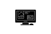 Online retail black icon, vector