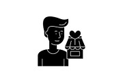 Shopperson black icon, vector sign