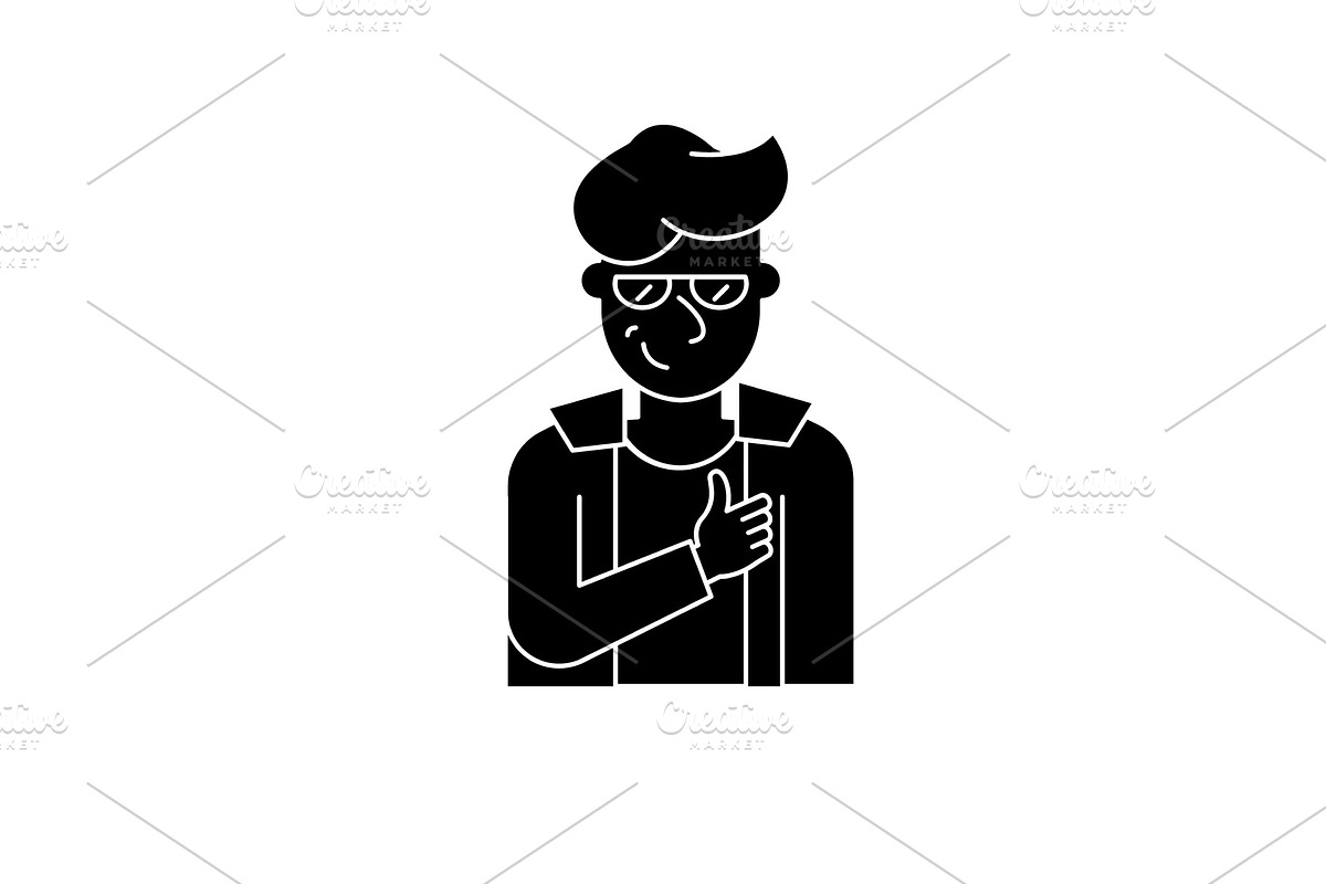 Hipster black icon, vector sign on in Illustrations - product preview 8