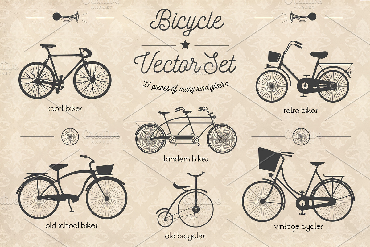 Bicycle Vector Set in Objects - product preview 8