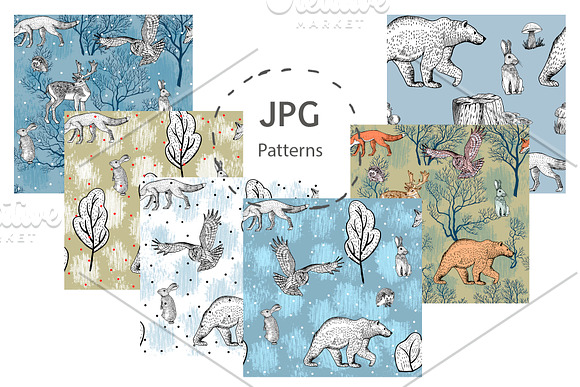 Forest animals, trees, mushrooms. in Illustrations - product preview 4