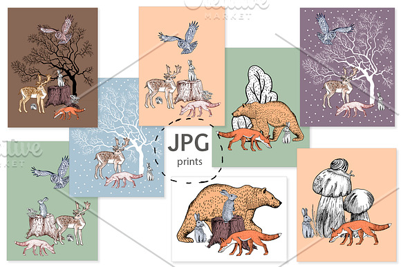 Forest animals, trees, mushrooms. in Illustrations - product preview 5