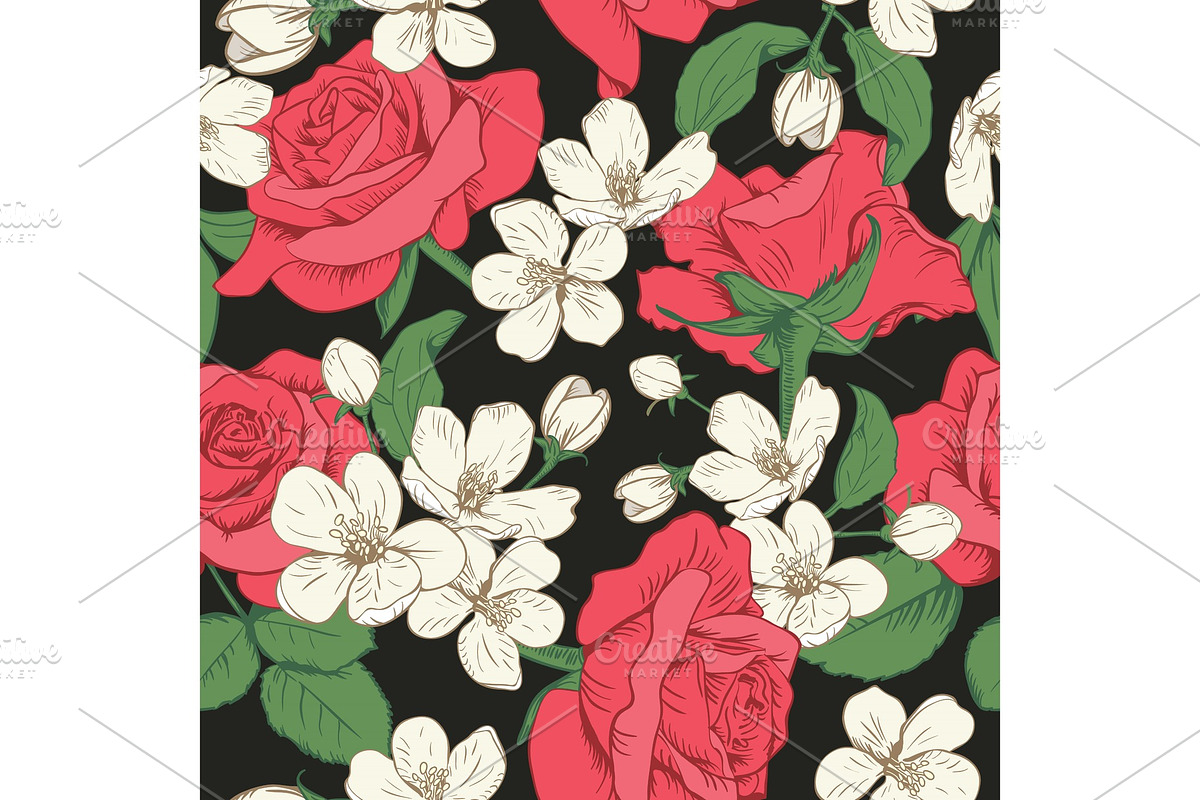 Seamless pattern with flowers in Illustrations - product preview 8
