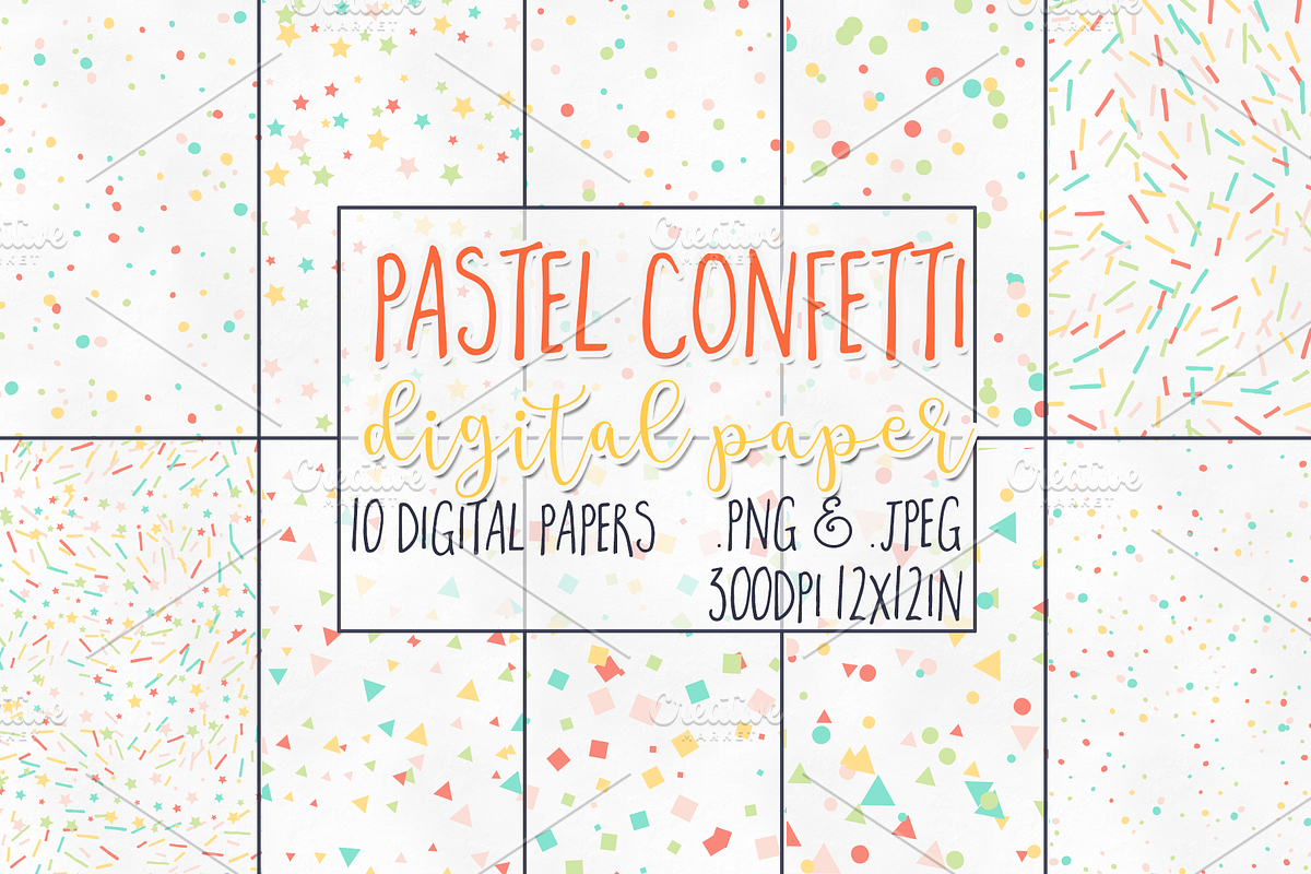 Pastel Confetti Digital Paper in Graphics - product preview 8