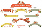 Christmas Banners with Flowers