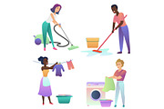 People cleaning home