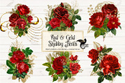 Red and Gold Shabby Florals