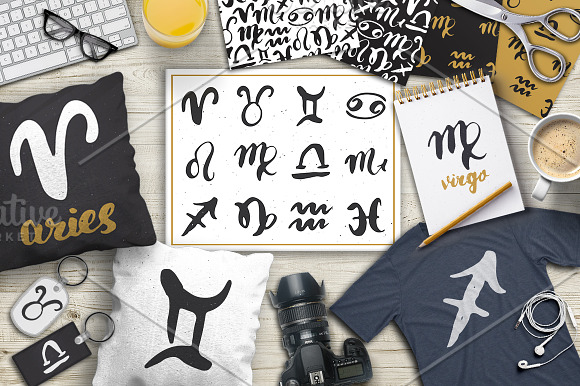 Zodiac Signs and Seamless Patterns in Illustrations - product preview 1