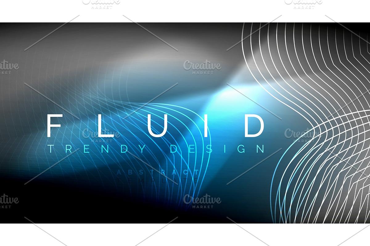 Neon glowing fluid wave lines, magic in Illustrations - product preview 8