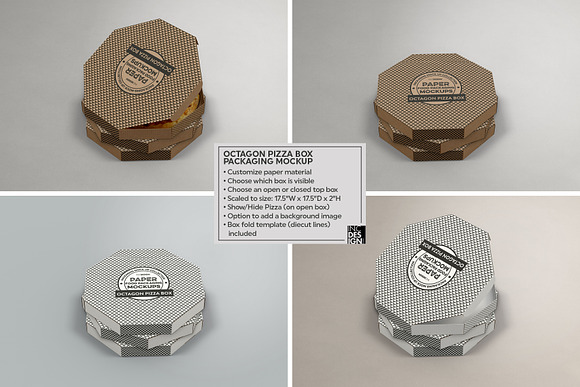 Octagon Pizza Box Packaging Mockup in Branding Mockups - product preview 1