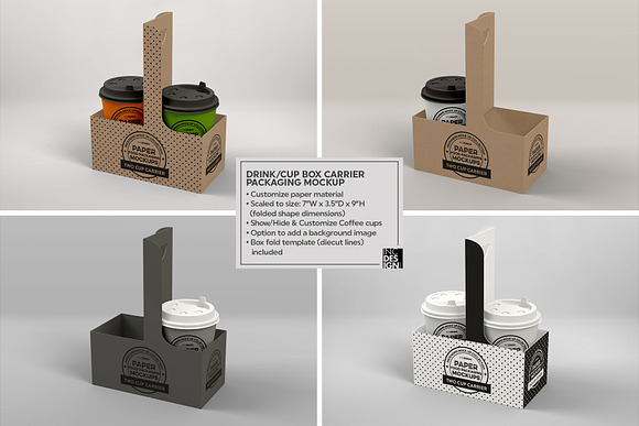 Drink Cup Carrier Packaging Mockup in Branding Mockups - product preview 1