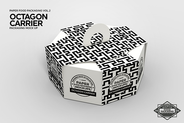 Octagon Box Carrier Packaging Mockup