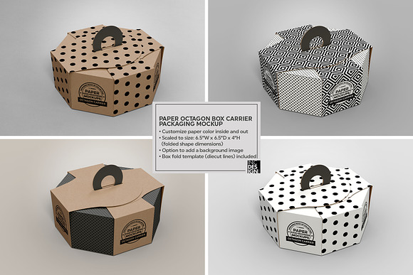 Octagon Box Carrier Packaging Mockup in Branding Mockups - product preview 1