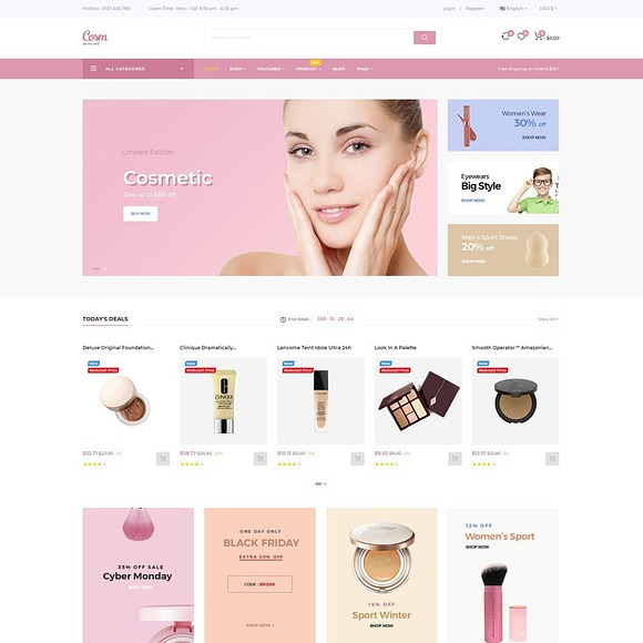 LEO COSM - COSMETIC AND BEAUTY STORE in Bootstrap Themes - product preview 1