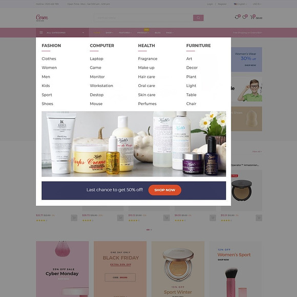 LEO COSM - COSMETIC AND BEAUTY STORE in Bootstrap Themes - product preview 2