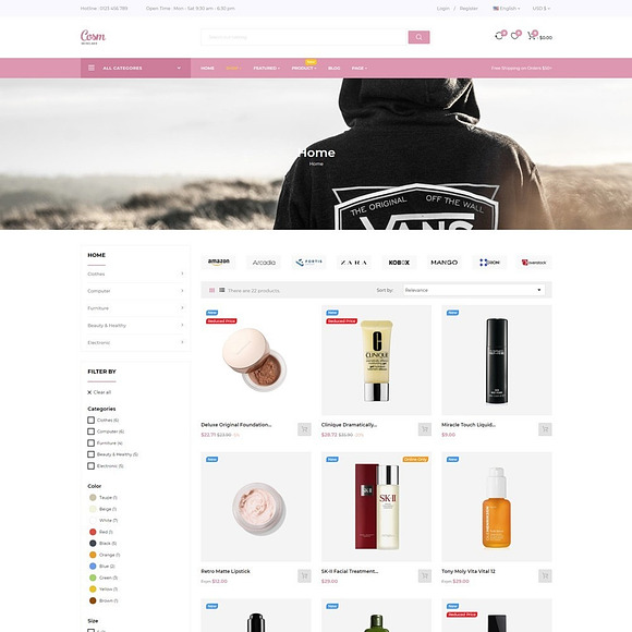 LEO COSM - COSMETIC AND BEAUTY STORE in Bootstrap Themes - product preview 4