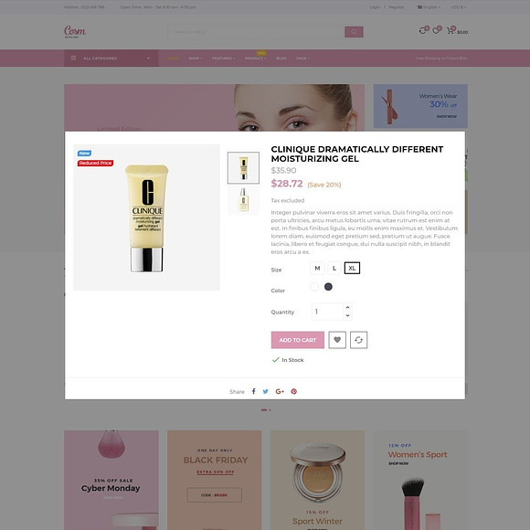 LEO COSM - COSMETIC AND BEAUTY STORE in Bootstrap Themes - product preview 5