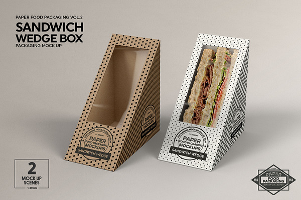 Sandwich Wedge Box Packaging Mockup
