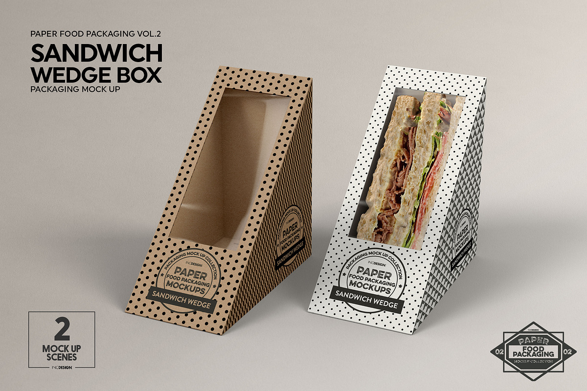 Sandwich Wedge Box Packaging Mockup in Branding Mockups - product preview 8