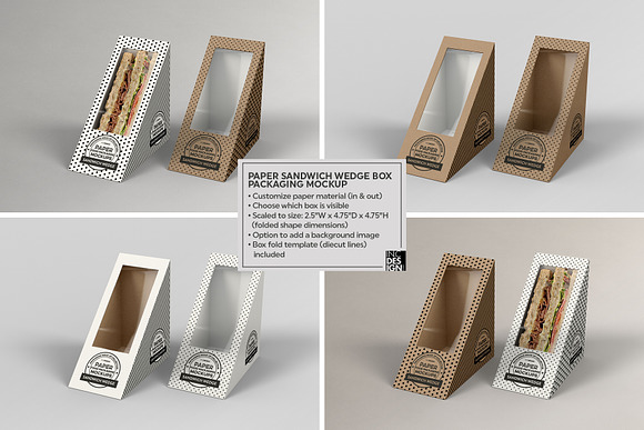 Sandwich Wedge Box Packaging Mockup in Branding Mockups - product preview 1