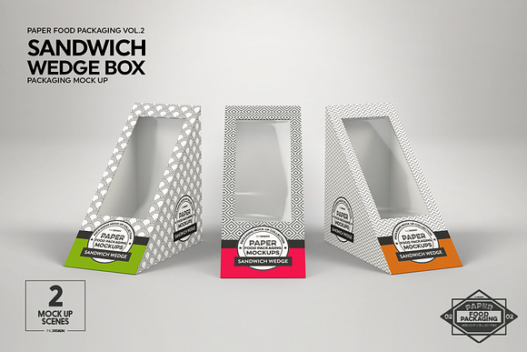 Sandwich Wedge Box Packaging Mockup in Branding Mockups - product preview 2