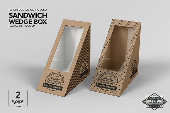 Sandwich Wedge Box Packaging Mockup in Branding Mockups - product preview 4
