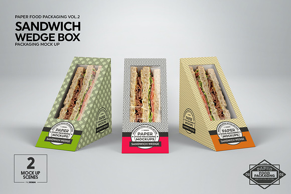 Sandwich Wedge Box Packaging Mockup in Branding Mockups - product preview 5
