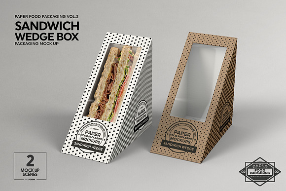 Sandwich Wedge Box Packaging Mockup in Branding Mockups - product preview 6