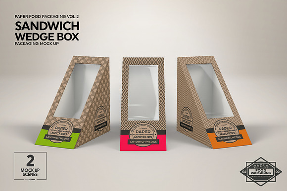 Sandwich Wedge Box Packaging Mockup in Branding Mockups - product preview 7
