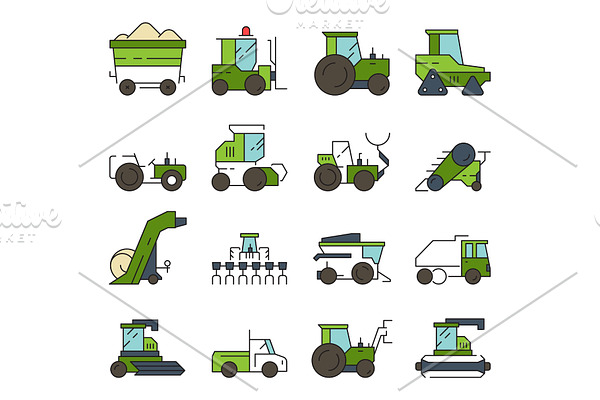 Village transport. Farm machines and