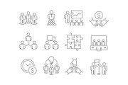 Team building icons. Work group of