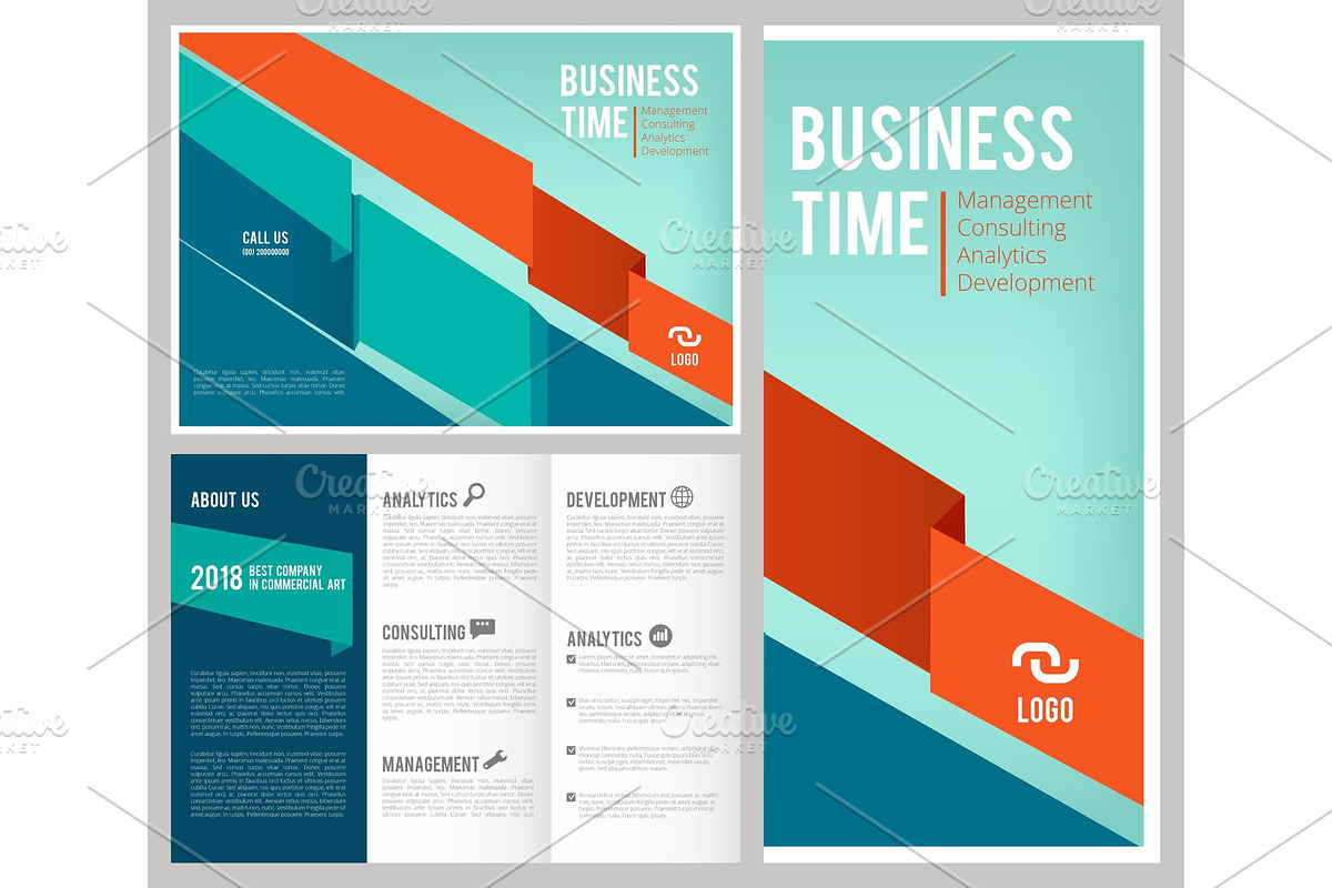 Trifold business brochure. 3 leaflet in Graphics - product preview 8