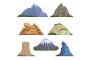 Cartoon mountains. Snow rockies
