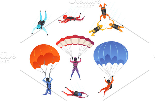 Parachute jumpers. Extreme sport
