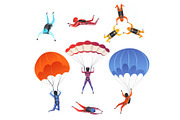 Parachute jumpers. Extreme sport