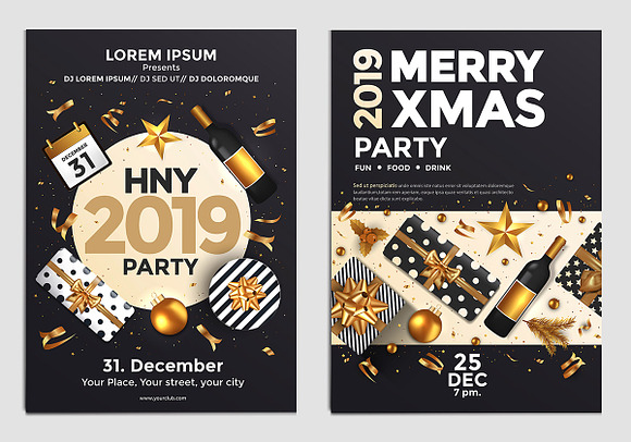 Set of 10 Christmas Party Flyers in Brochure Templates - product preview 10