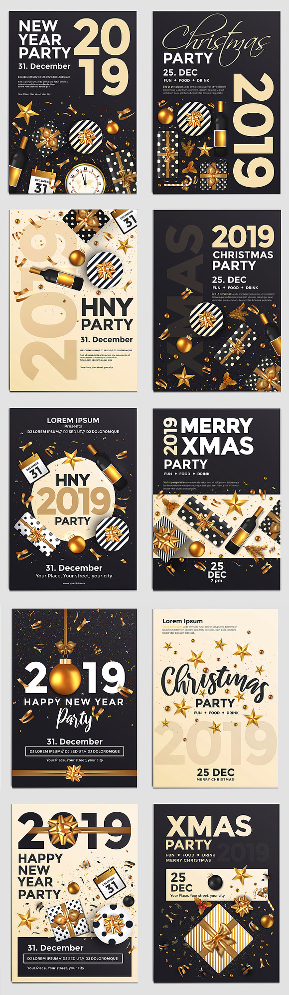 Set of 10 Christmas Party Flyers in Brochure Templates - product preview 14