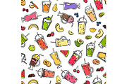 Vector doodle smoothie pattern or