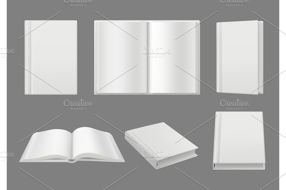 Books cover template. Clean white 3d in Graphics - product preview 8