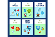 Vector colored diabetes icons card