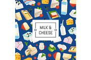 Vector cartoon dairy and cheese