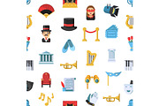 Vector flat theatre icons pattern or