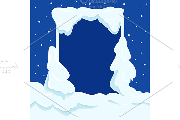 Snowy Square Frame with Copyspace
